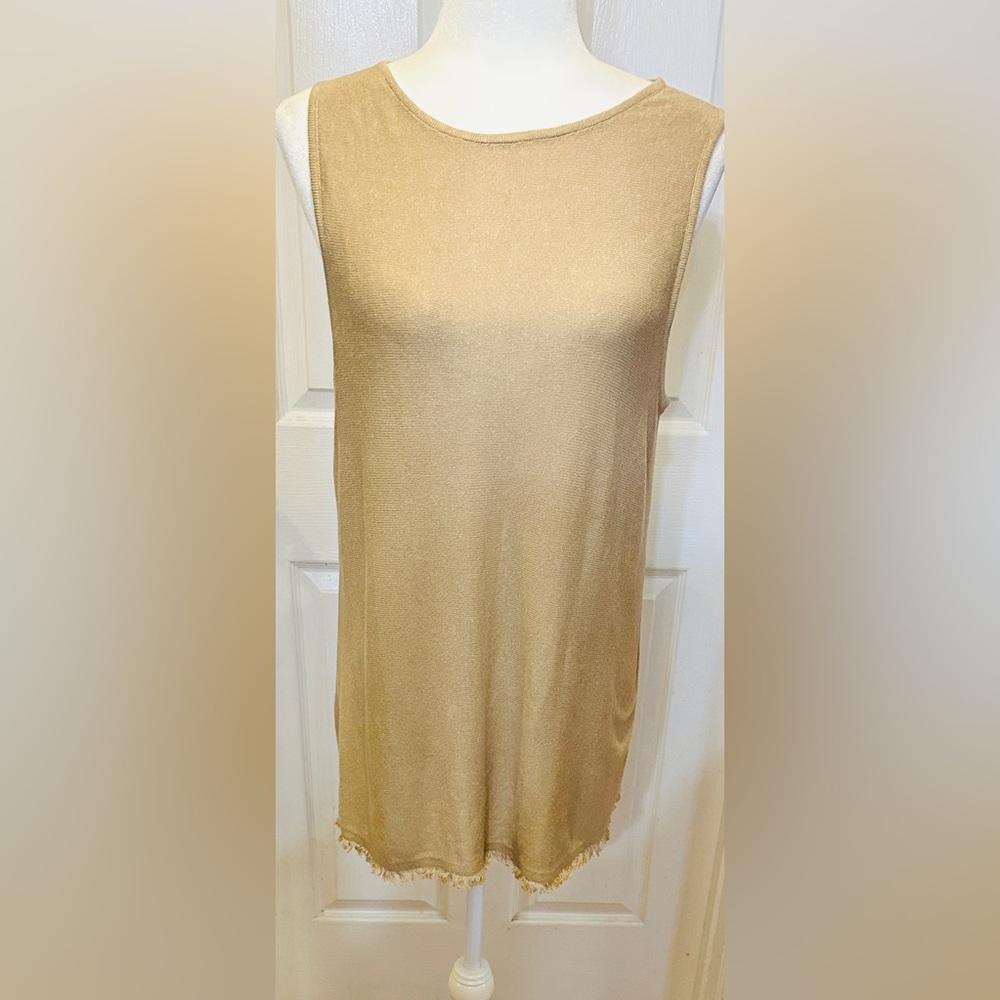 J. Jill Golden Tan Sleeveless Tank Tunic Round Neck Top Size Medium